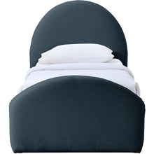 Andaz Navy Chenille Fabric Upholstered Twin Trundle Bed