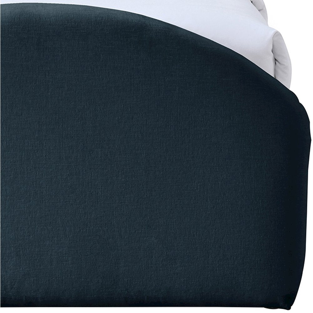 Andaz Navy Chenille Fabric Upholstered Twin Trundle Bed
