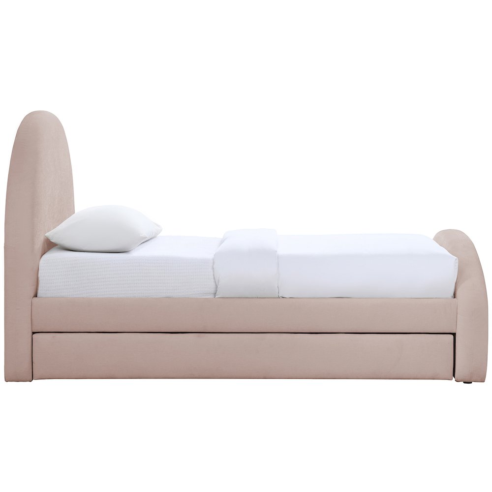 Andaz Pink Chenille Fabric Upholstered Twin Trundle Bed