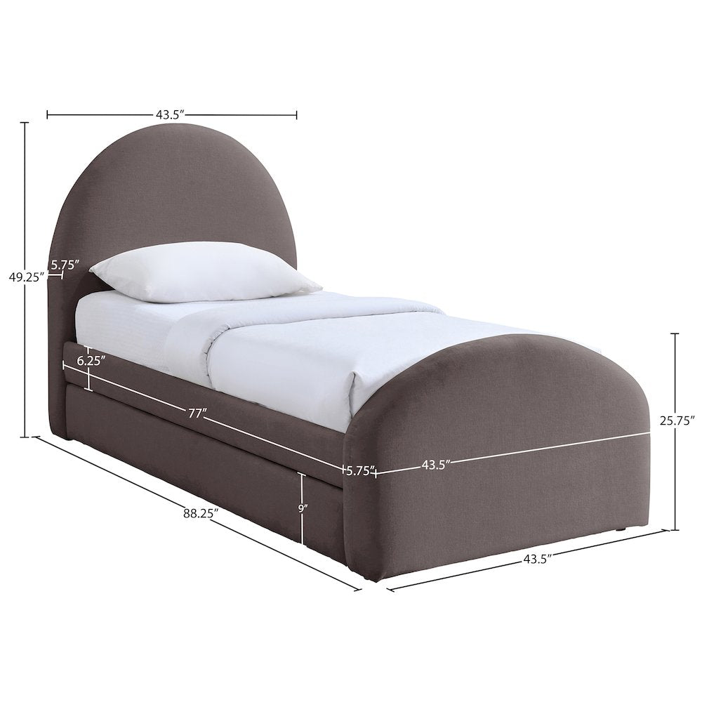 Andaz Purple Chenille Fabric Upholstered Twin Trundle Bed