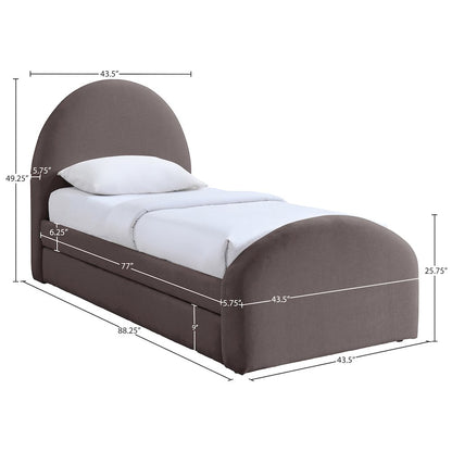 Andaz Purple Chenille Fabric Upholstered Twin Trundle Bed