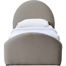 Andaz Taupe Chenille Fabric Upholstered Twin Trundle Bed