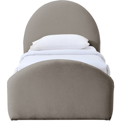 Andaz Taupe Chenille Fabric Upholstered Twin Trundle Bed