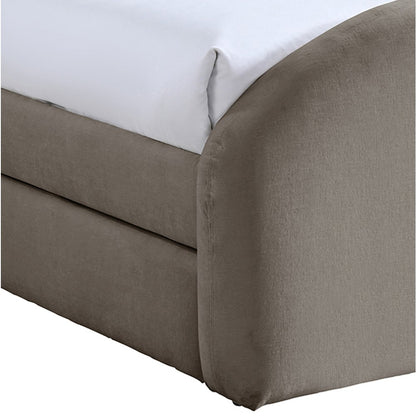Andaz Taupe Chenille Fabric Upholstered Twin Trundle Bed
