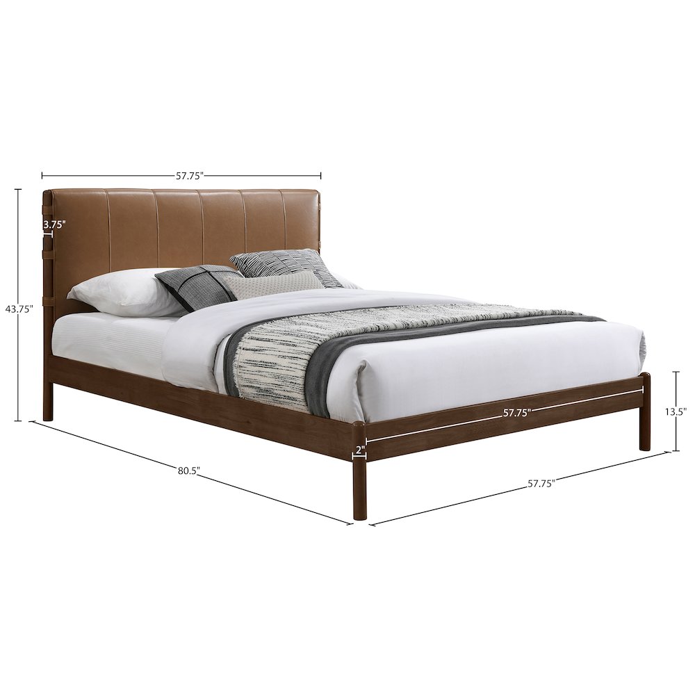 Arielle Cognac Vegan Leather Upholstered Full Bed (3 Boxes)