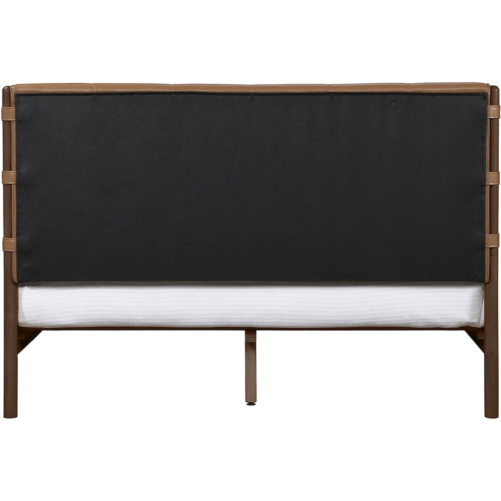 Arielle Cognac Vegan Leather Upholstered Full Bed (3 Boxes)