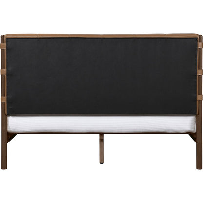 Arielle Cognac Vegan Leather Upholstered Full Bed (3 Boxes)
