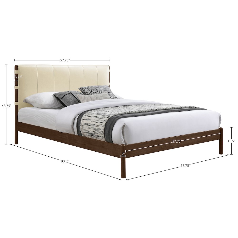 Arielle Cream Vegan Leather Upholstered Full Bed (3 Boxes)