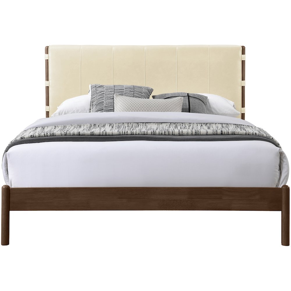 Arielle Cream Vegan Leather Upholstered Full Bed (3 Boxes)