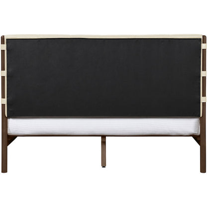 Arielle Cream Vegan Leather Upholstered Full Bed (3 Boxes)
