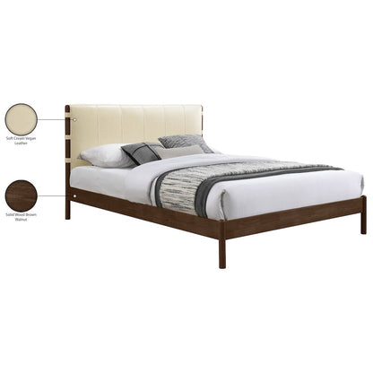 Arielle Cream Vegan Leather Upholstered Queen Bed (3 Boxes)