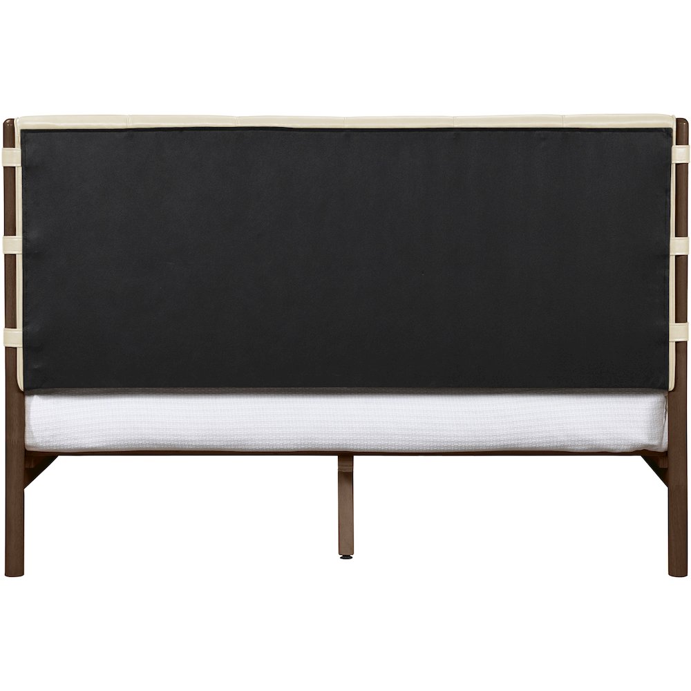 Arielle Cream Vegan Leather Upholstered Queen Bed (3 Boxes)