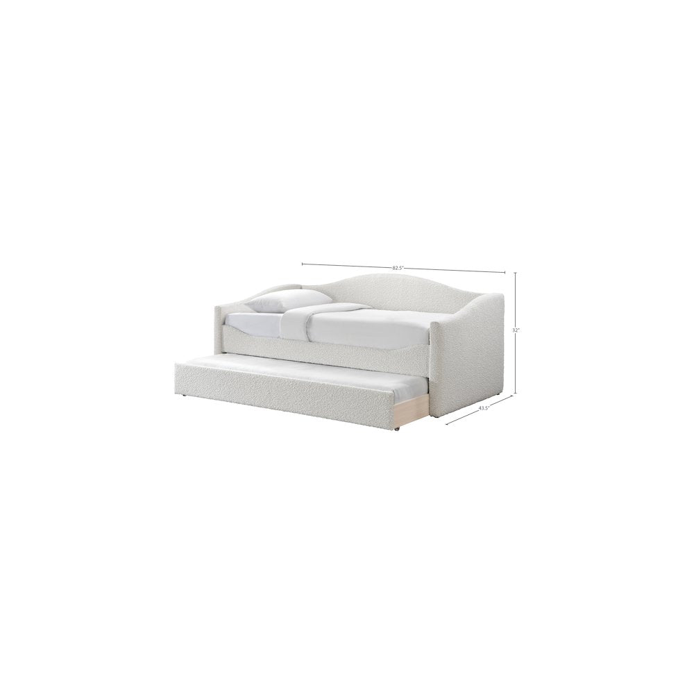 Arlo Cream Boucle Fabric Upholstered Twin Daybed