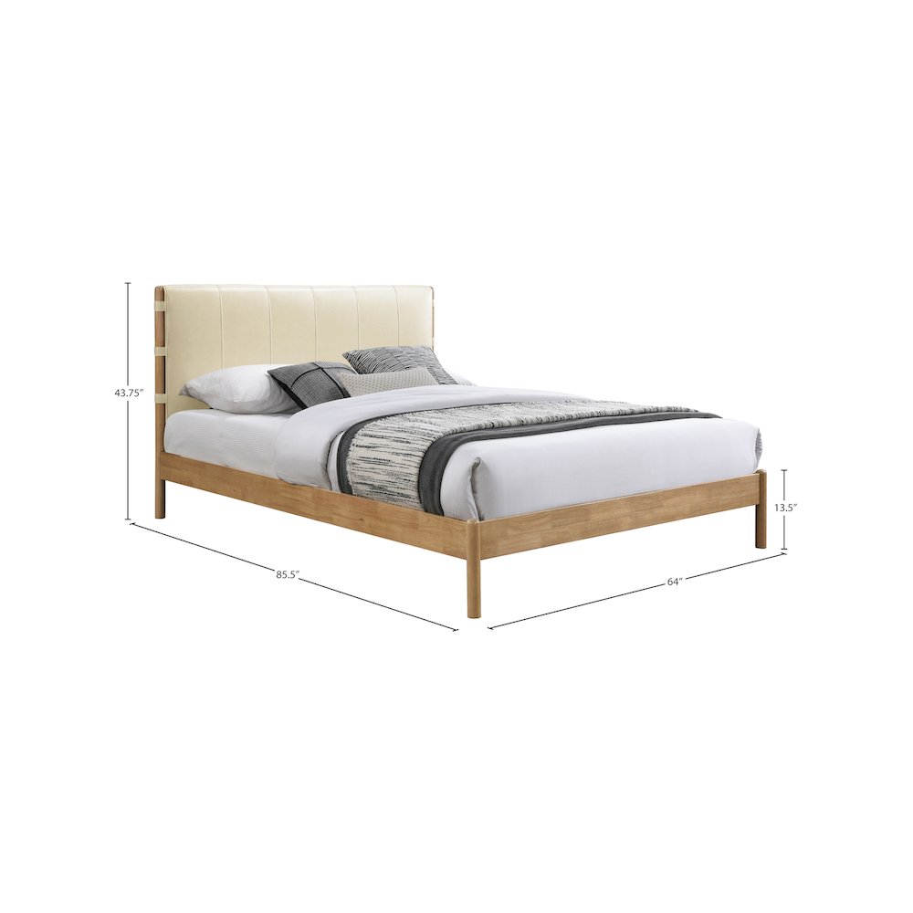 Asher Cream Vegan Leather Queen Bed