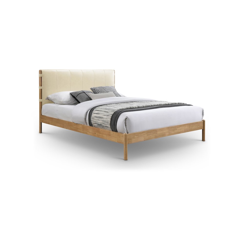 Asher Cream Vegan Leather Queen Bed