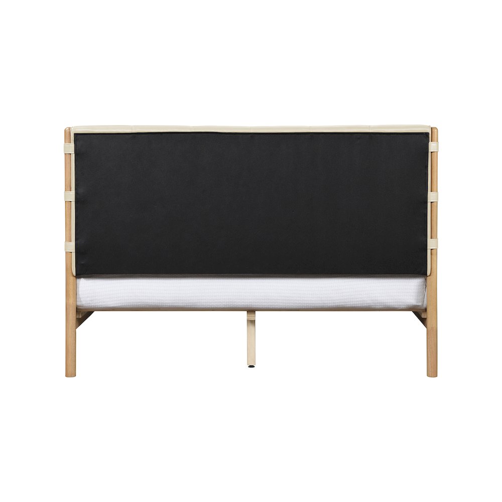 Asher Cream Vegan Leather Queen Bed