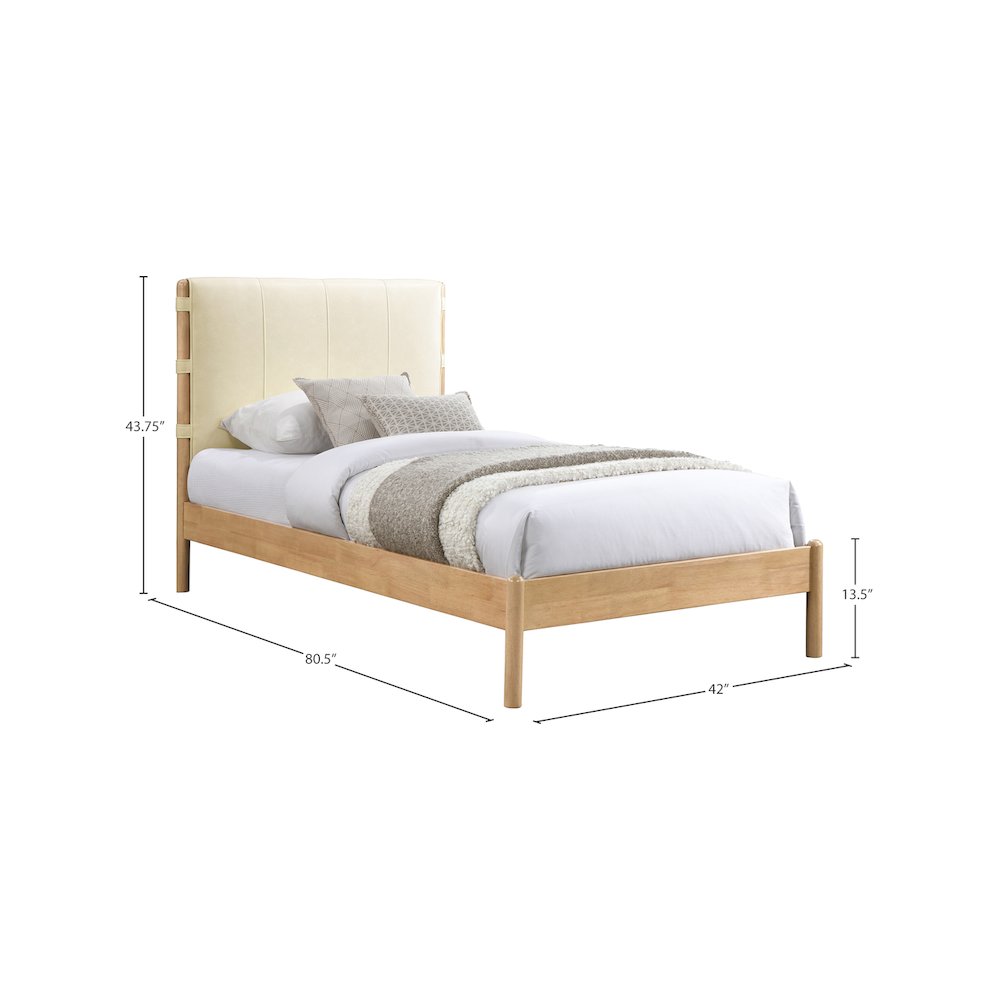 Asher Cream Vegan Leather Twin Bed