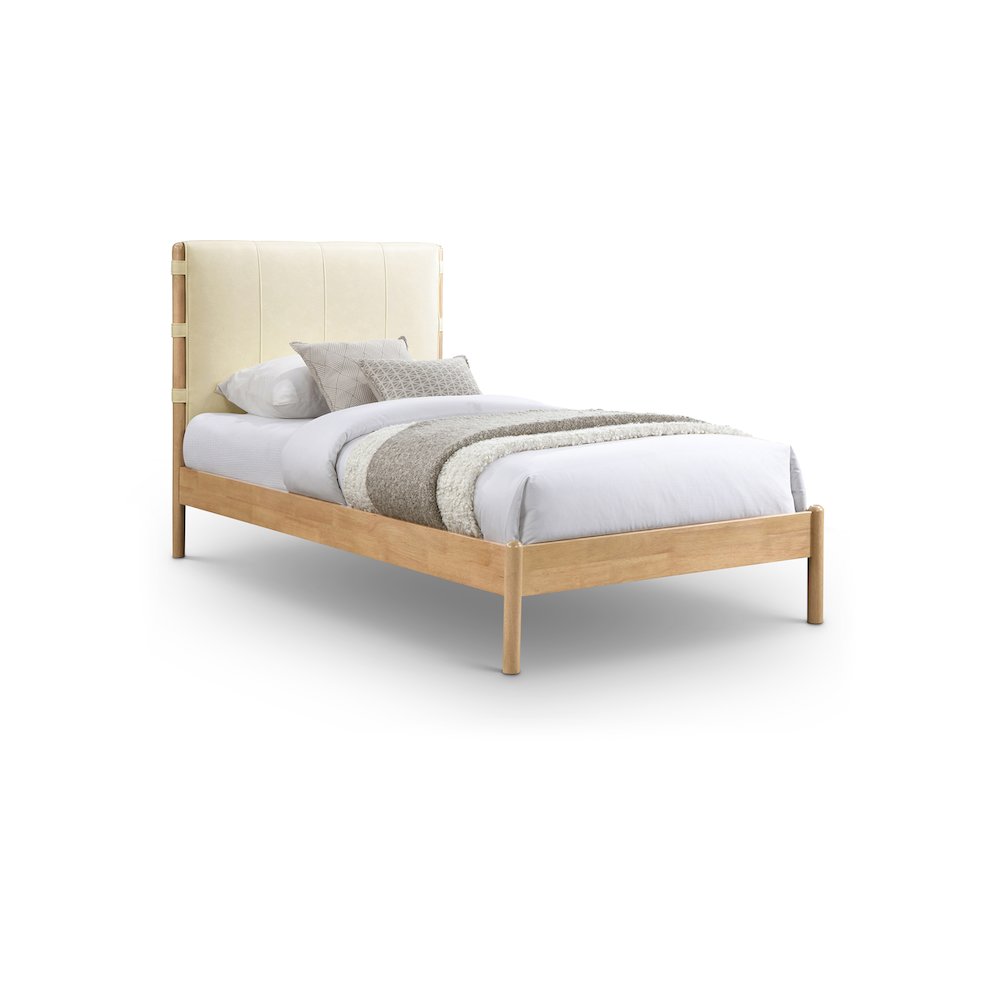 Asher Cream Vegan Leather Twin Bed