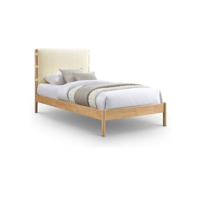 Asher Cream Vegan Leather Twin Bed