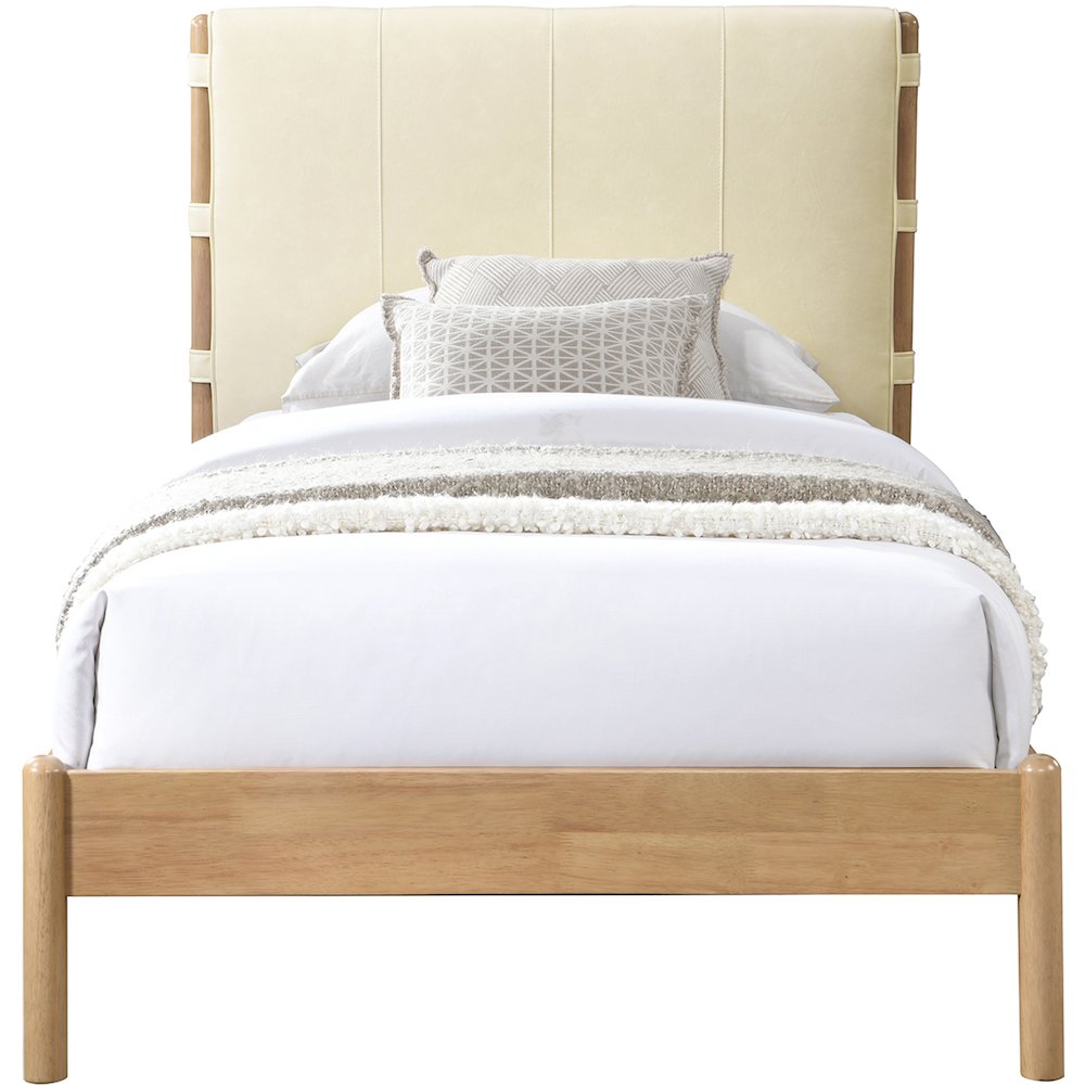 Asher Cream Vegan Leather Twin Bed