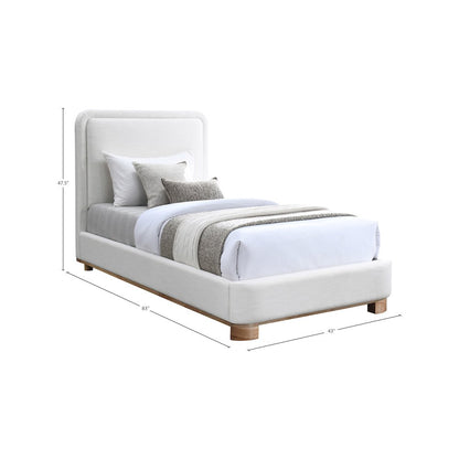 Nolita Cream Linen Textured Fabric Twin Bed