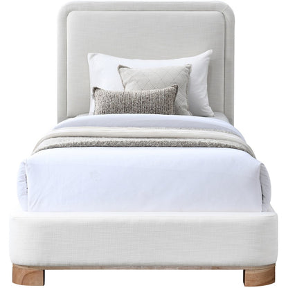 Nolita Cream Linen Textured Fabric Twin Bed