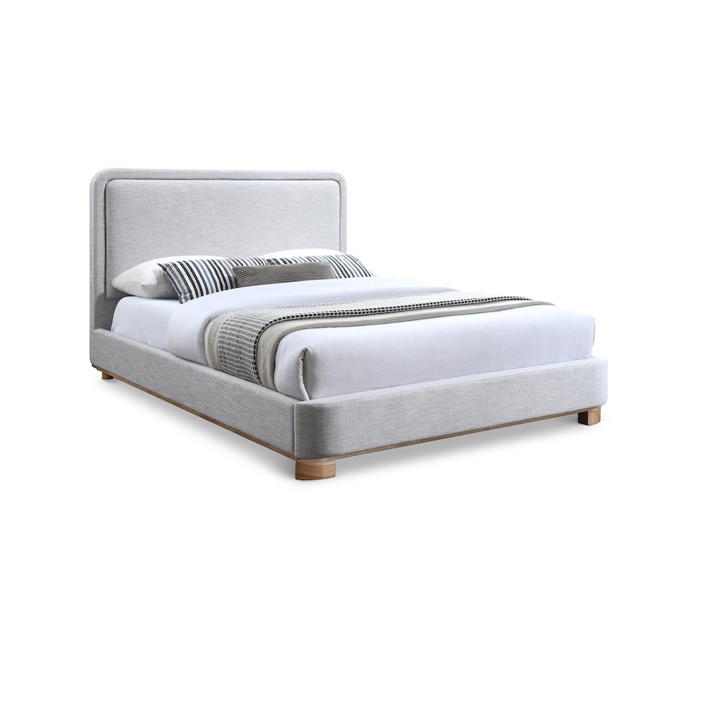Nolita Grey Linen Textured Fabric Queen Bed