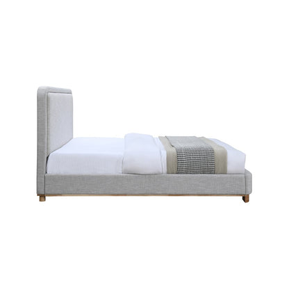 Nolita Grey Linen Textured Fabric Queen Bed