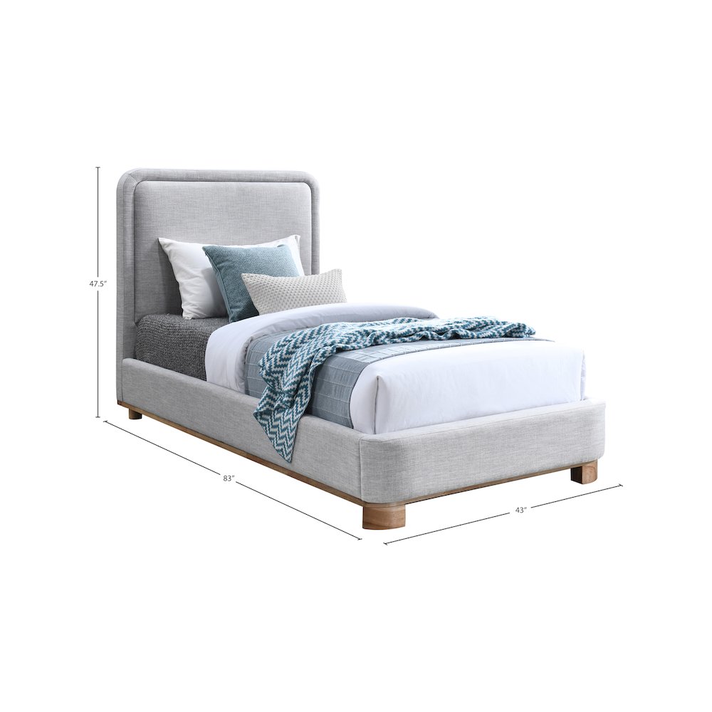 Nolita Grey Linen Textured Fabric Twin Bed