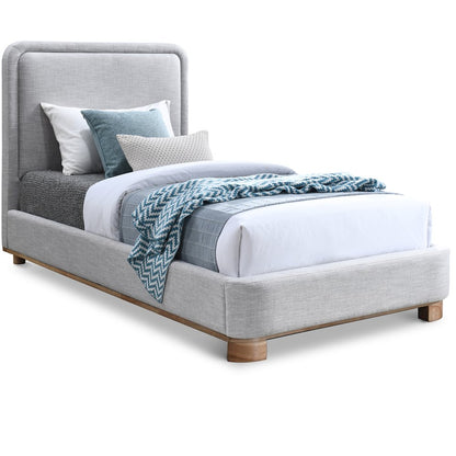 Nolita Grey Linen Textured Fabric Twin Bed