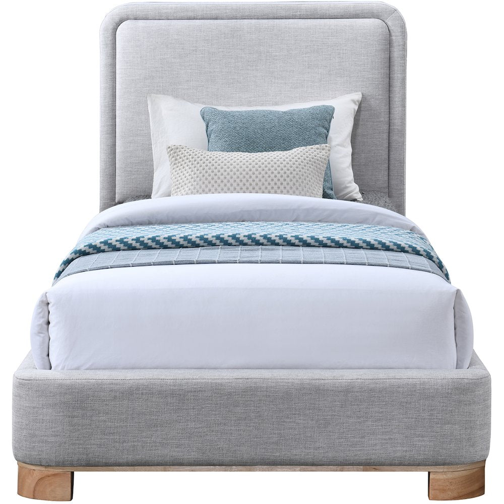 Nolita Grey Linen Textured Fabric Twin Bed