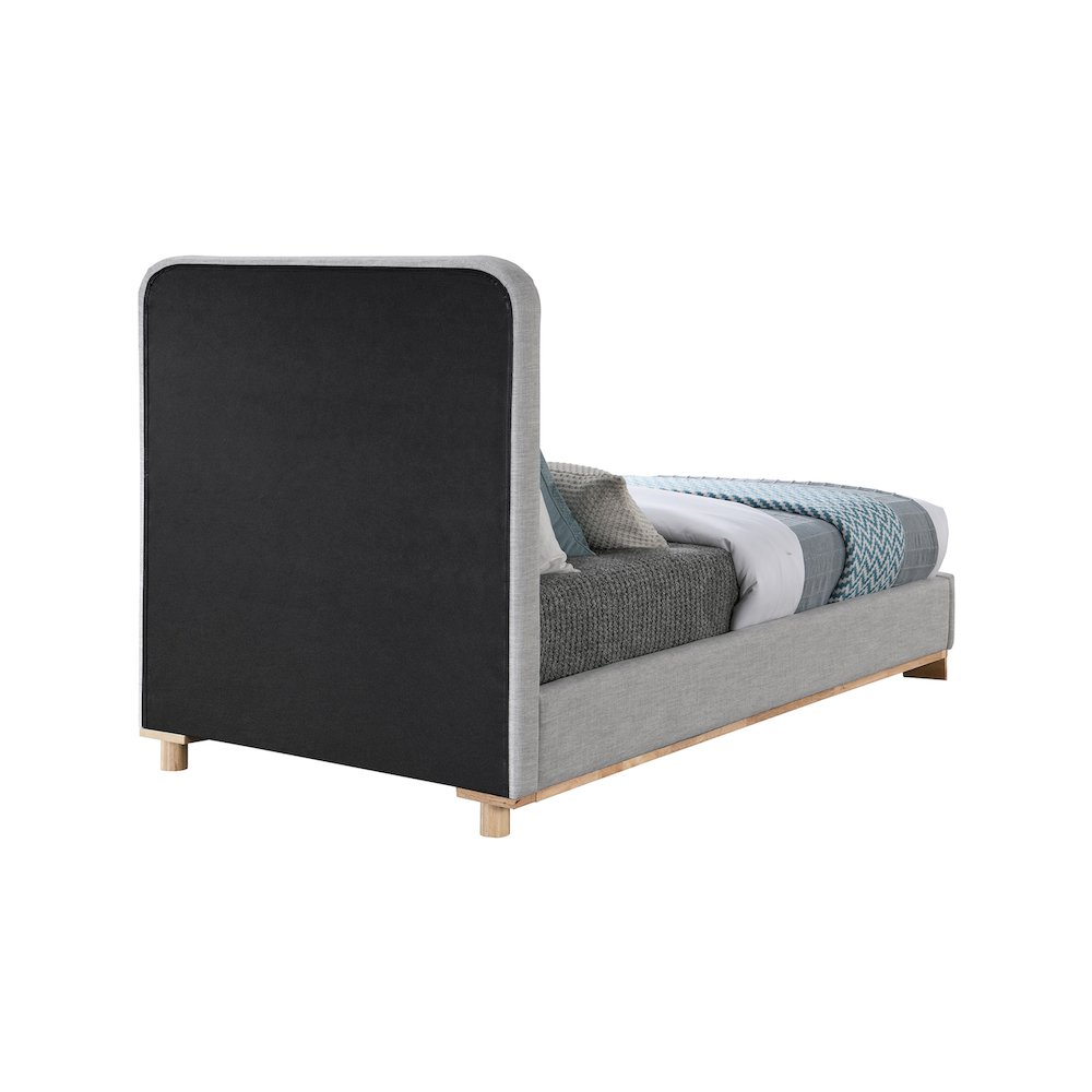 Nolita Grey Linen Textured Fabric Twin Bed