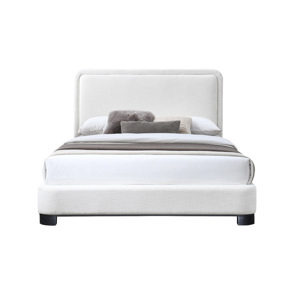 Nolita Cream Linen Textured Fabric Queen Bed