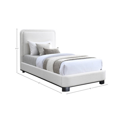 Nolita Cream Linen Textured Fabric Twin Bed