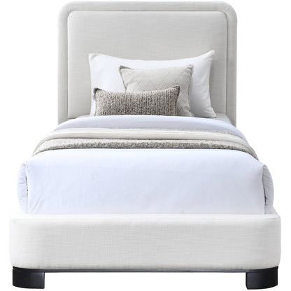 Nolita Cream Linen Textured Fabric Twin Bed