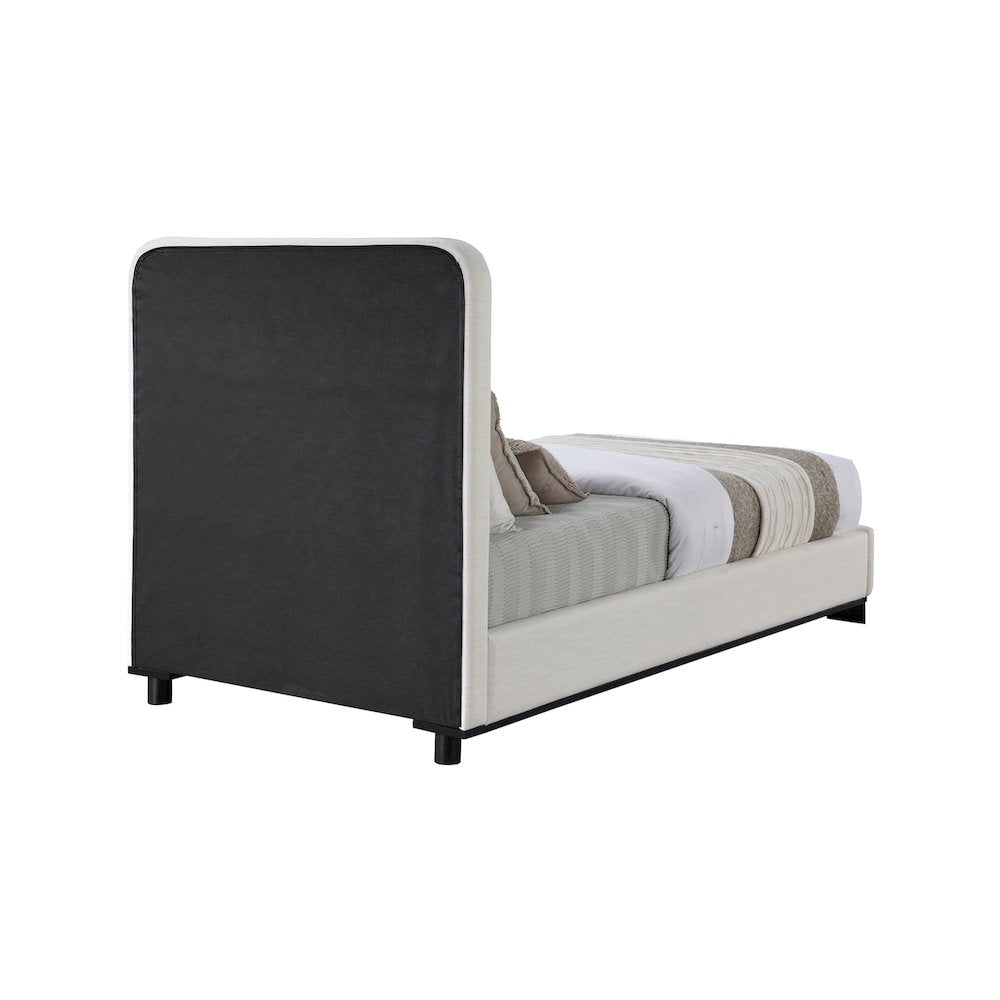 Nolita Cream Linen Textured Fabric Twin Bed