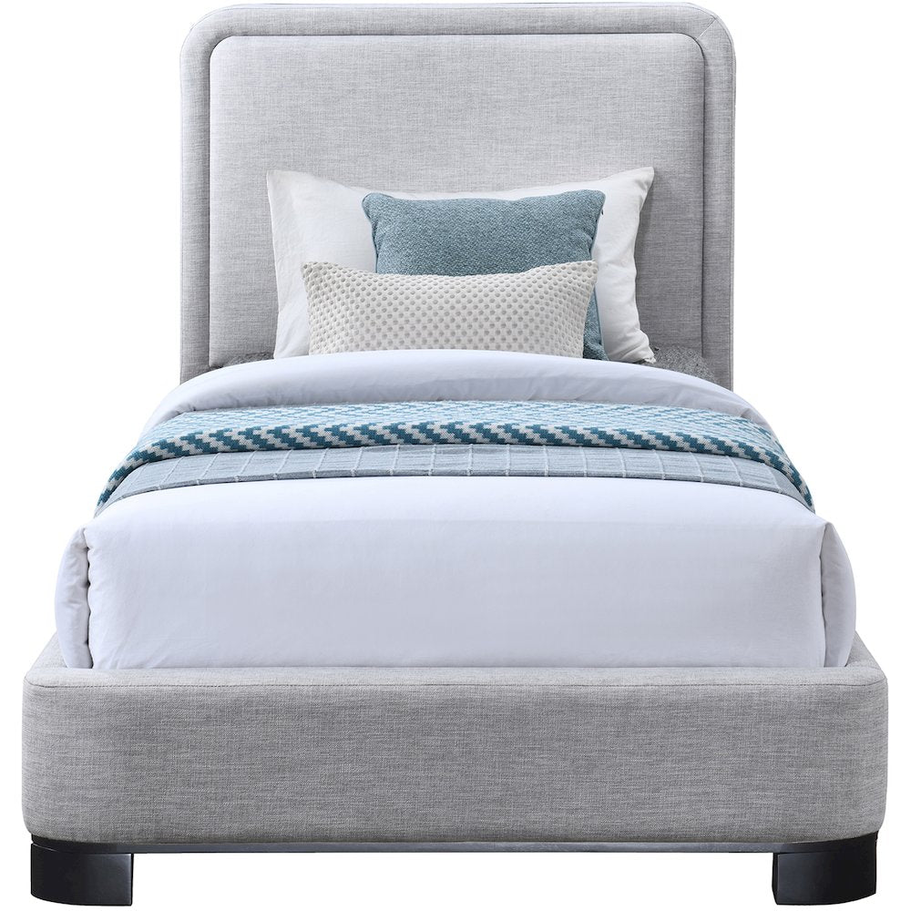 Nolita Grey Linen Textured Fabric Twin Bed