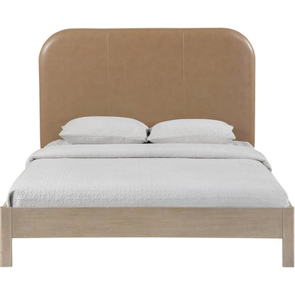 Caswell Natural Vegan Leather Upholstered Full Bed (3 Boxes)