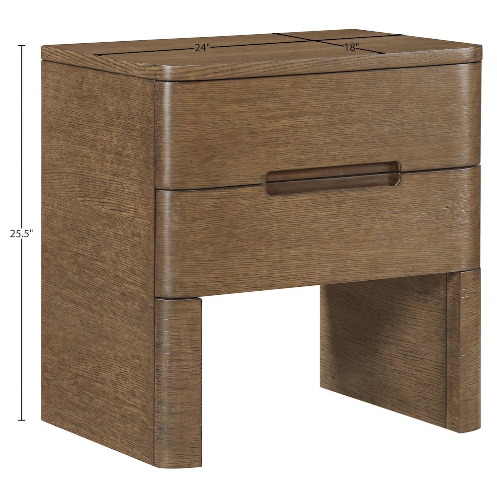 Caswell Brown Oak Veneer And Solid Wood Nightstand