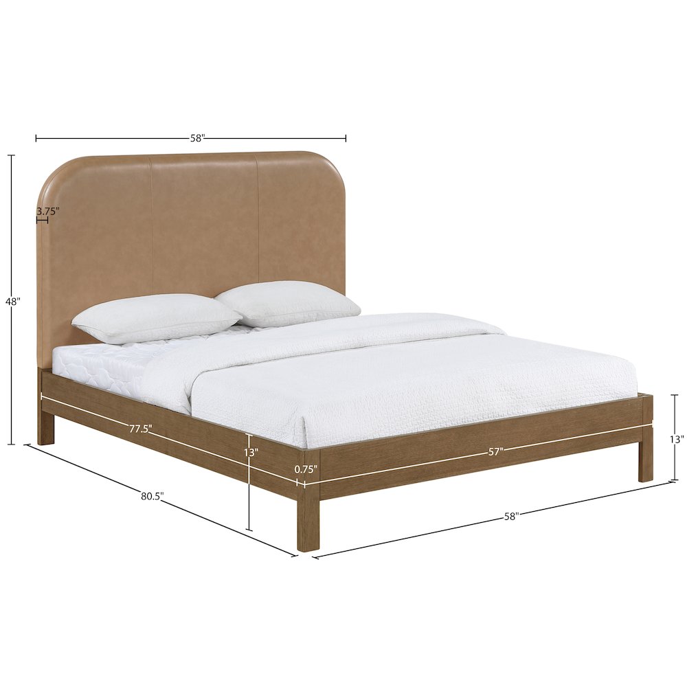 Caswell Brown Vegan Leather Upholstered Full Bed (3 Boxes)