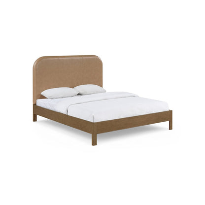 Caswell Brown Vegan Leather Upholstered Full Bed (3 Boxes)