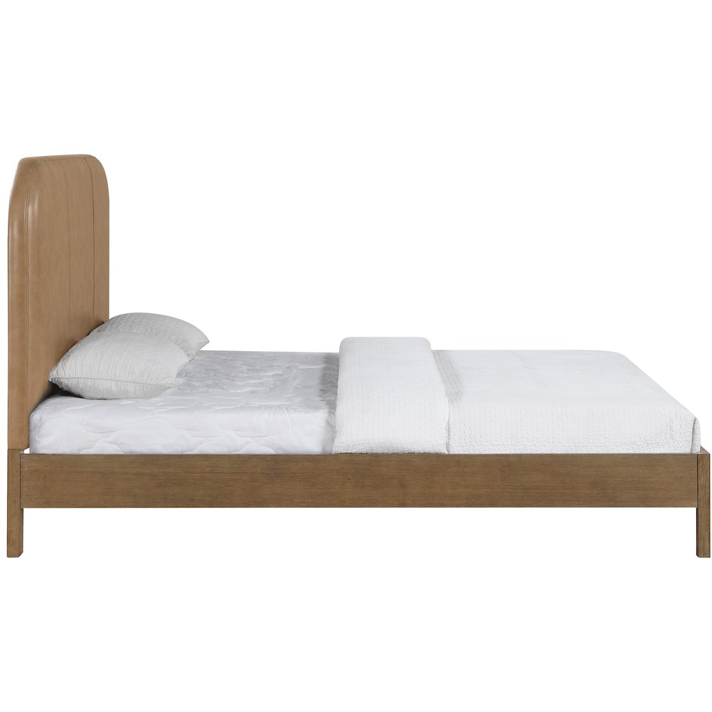 Caswell Brown Vegan Leather Upholstered Full Bed (3 Boxes)