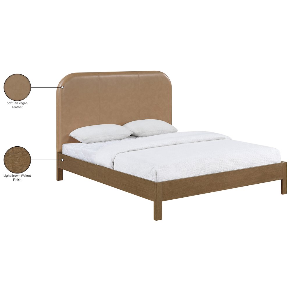 Caswell Brown Vegan Leather Upholstered Queen Bed (3 Boxes)