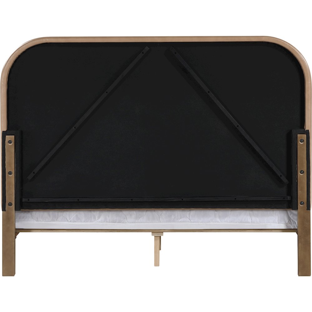 Caswell Brown Vegan Leather Upholstered Queen Bed (3 Boxes)
