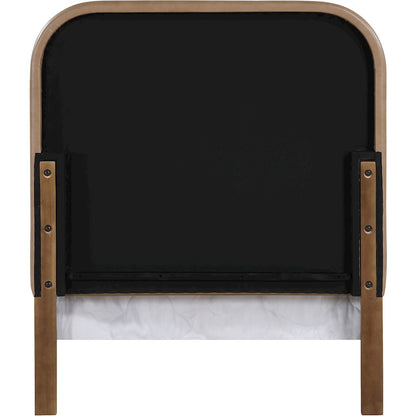 Caswell Brown Vegan Leather Upholstered Twin Bed (3 Boxes)