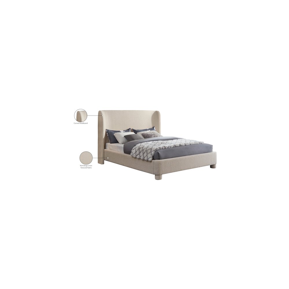 Penny Beige Polyester Fabric King Bed