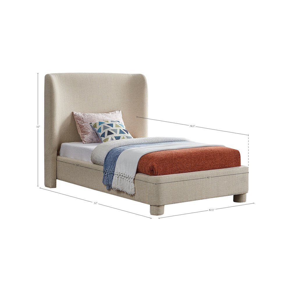 Penny Beige Polyester Fabric Twin Bed
