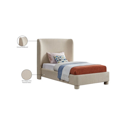 Penny Beige Polyester Fabric Twin Bed