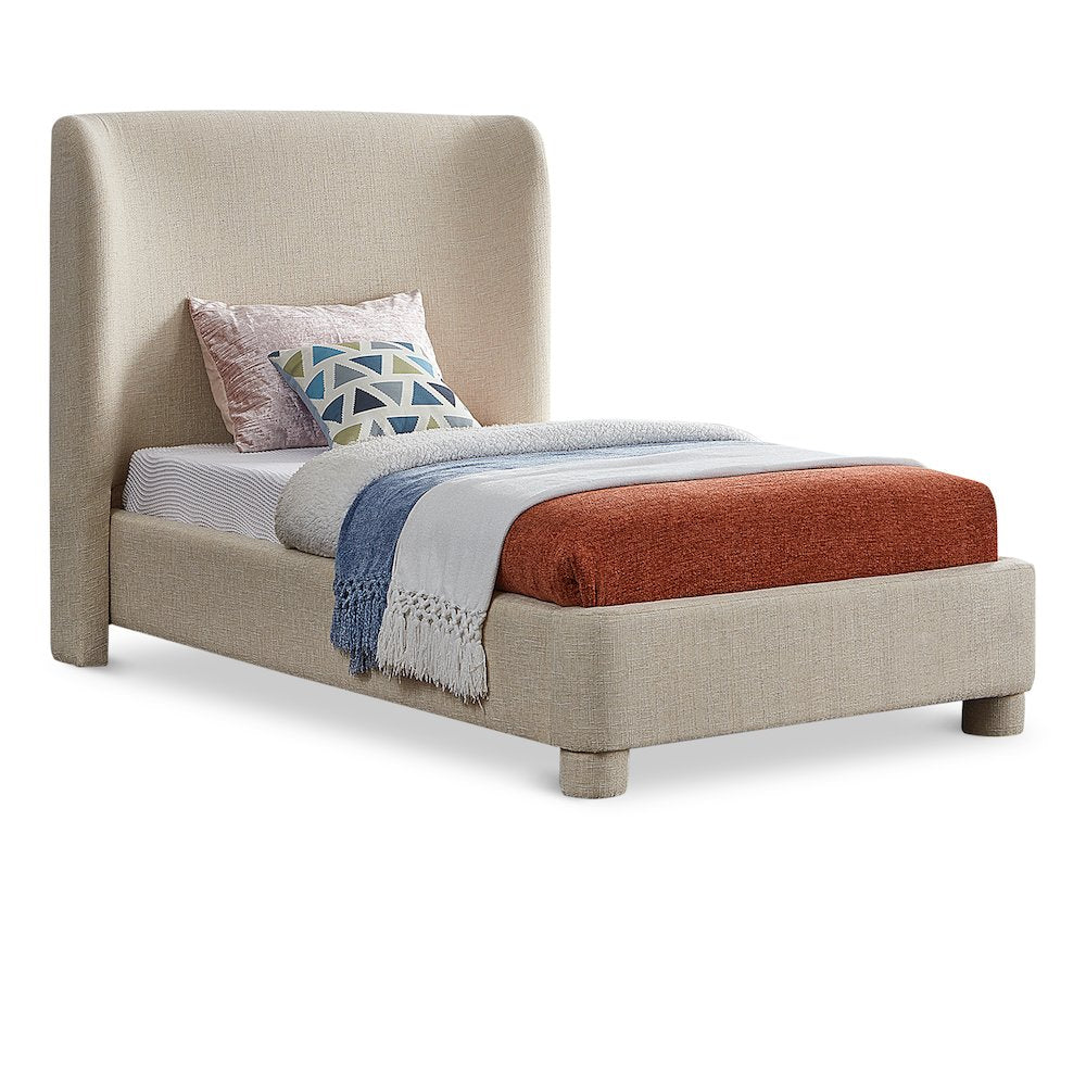 Penny Beige Polyester Fabric Twin Bed