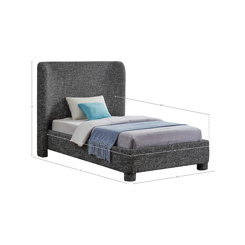 Penny Black Polyester Fabric Twin Bed